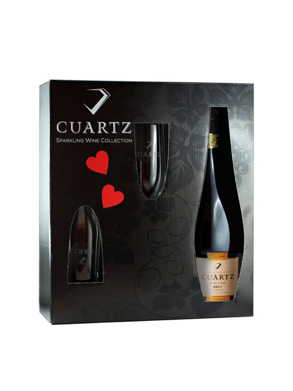 Crama Girboiu - Cuartz vin spumant alb + 2 pahare - 0,75L, Alc: 12%