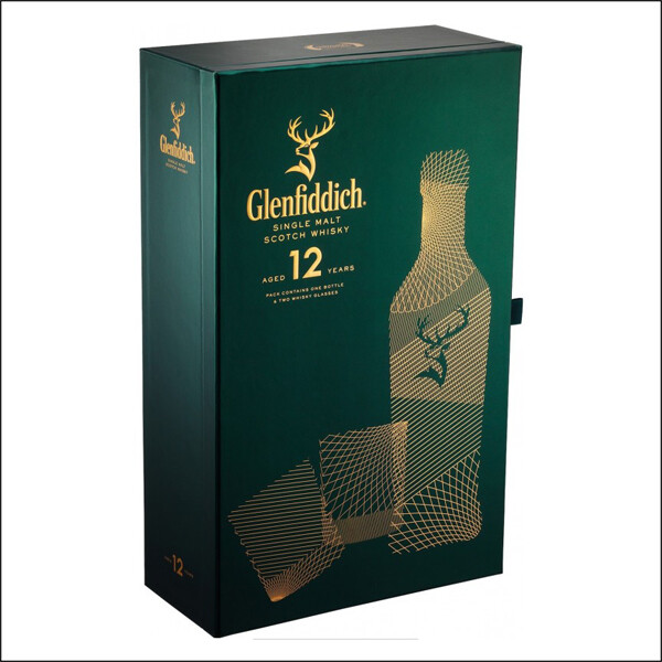 Glenfiddich - Scotch single malt whisky cu 2 pahare 12 yo - 0.7L, Alc: 40%